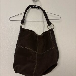 Vintage Brown Suede Tote Bag